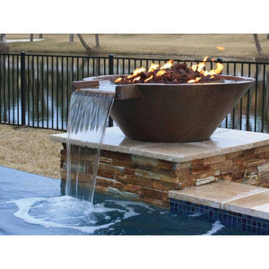 Bobe Extended Lip in Copper - Round Water and Fire Bowl - Manual Ignition - Majestic Fountains
