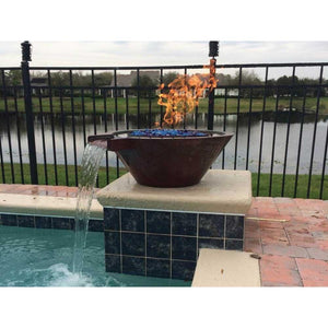 Bobe Extended Lip in Copper - Round Water and Fire Bowl - Manual Ignition - Majestic Fountains