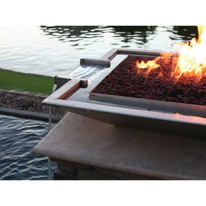 Bobe Extended Lip in Copper - Square Water and Fire Bowl - Manual Ignition - Majestic Fountains