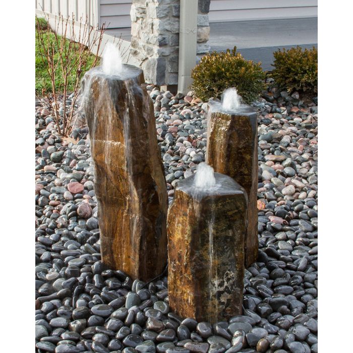 Basalt Column - Polished Bowl Tops - Complete Fountain Kit - Majestic Fountains
