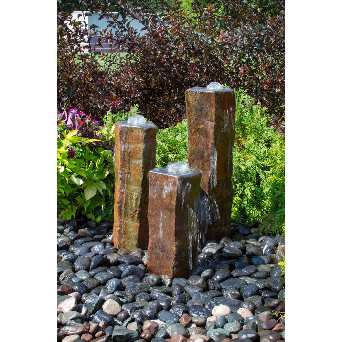 Basalt Column - Polished Bowl Tops - Complete Fountain Kit - Majestic Fountains