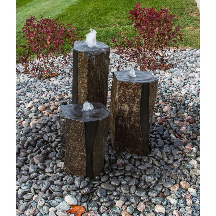 Basalt Column - Polished Top and 3 Sides - Complete Fountain Kit - Majestic Fountains
