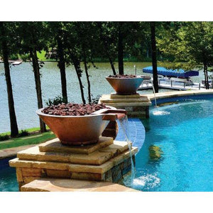 Bobe Builder Extended Lip in Copper - Round Water and Fire Bowl - Manual Ignition - Majestic Fountains