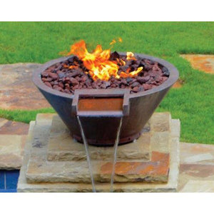 Bobe Builder Extended Lip in Copper - Round Water and Fire Bowl - Manual Ignition - Majestic Fountains