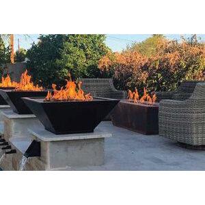 Bobe Square Copper Fire Pot - Manual Ignition - Majestic Fountains