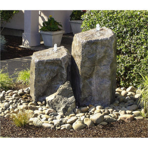Watershed Tall Double Fountain - GFRC Concrete Bubbling Boulder - Majestic Fountains