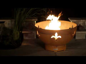Fleur de Lis Wood Burning and Gas Fire Pit - by Fire Pit Art