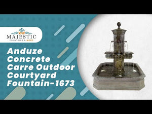 Anduze Concrete Carre Outdoor Courtyard Fountain with Square Basin Kit - Fountain, Basin, Pump and Spouts - 1673