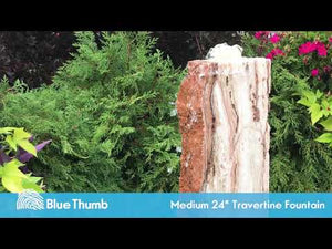 24" Travertine Stone - Single Column - Complete Fountain Kit