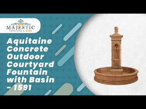 Aquitaine Concrete Outdoor Courtyard Fountain with Basin - Fountain, Basin, Pump and Spouts - 1591