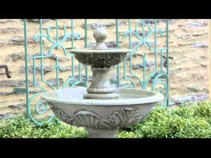 Acanthus Two Tiered Fountain in Cast Stone by Campania International FT-191