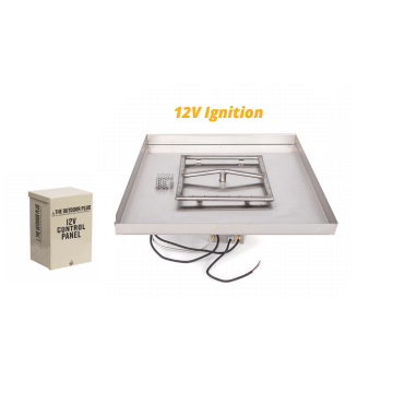 TOP Fires Square Lip-less Drop-In Pan & Square Burner in Stainless Steel with Electronic Ignition Kit by The Outdoor Plus - Majestic Fountains