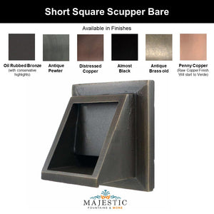 Short Square Scupper Bare - Majestic Fountains