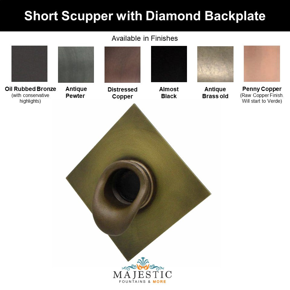 Short Scupper with Diamond Backplate - Majestic Fountains