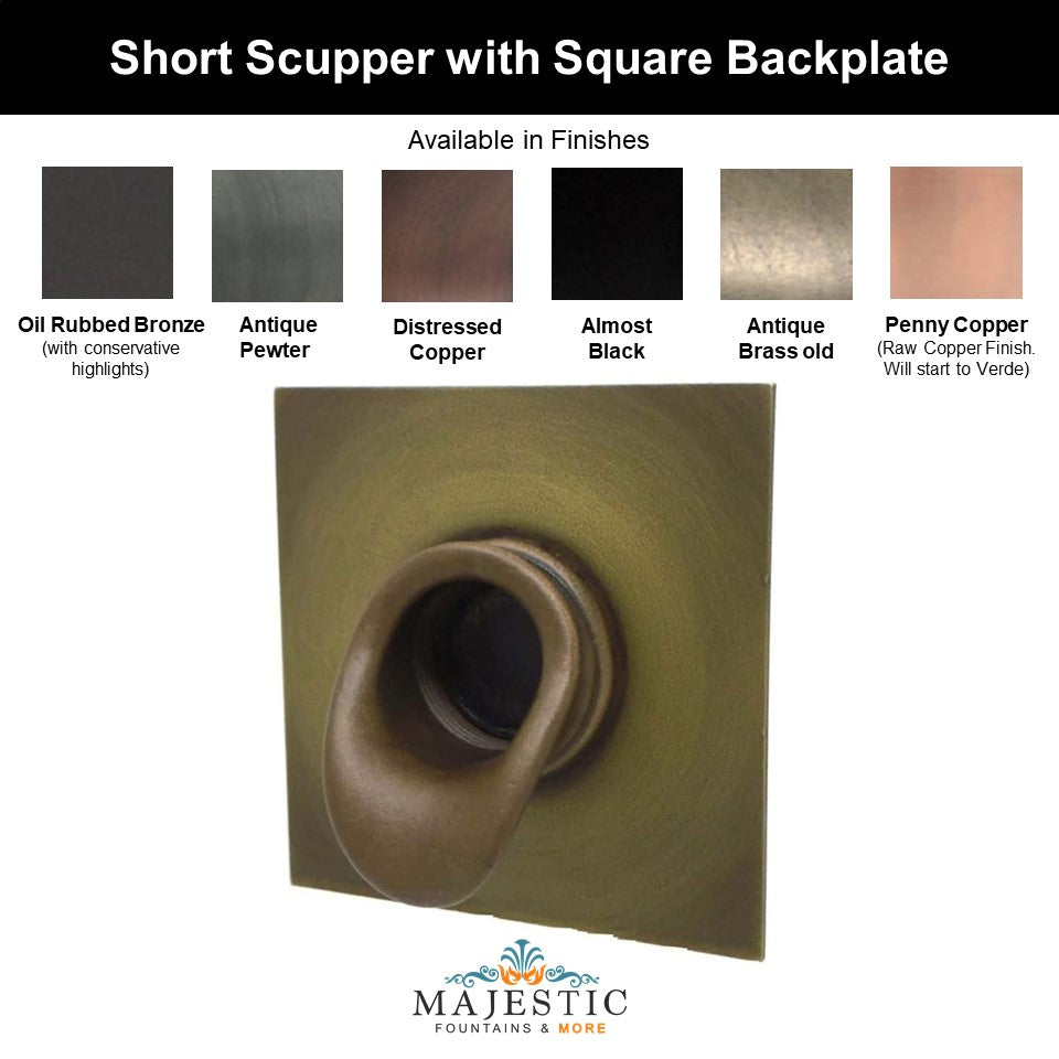 Short Scupper with Square Backplate - Majestic Fountains