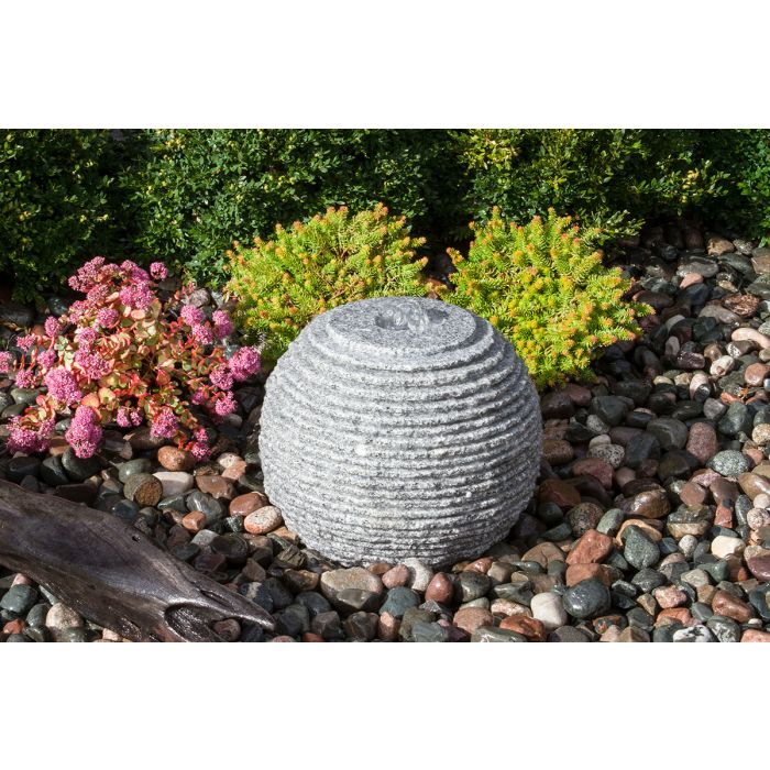 Medium Ribbed Sphere - Granite Fountain Kit - Majestic Fountains