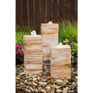 Tiger Kiger Triple stone columns all 3 sides smooth DIY Fountain Kit - Majestic Fountains