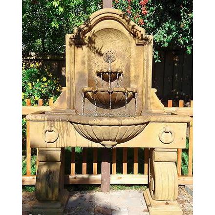 Anduze Concrete Outdoor Garden Wall Fountain with 3 Basins - Tall or Short - Majestic Fountains